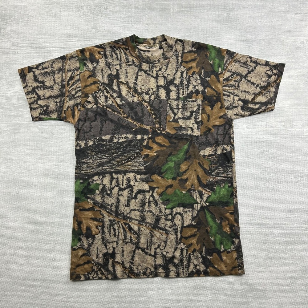 Vintage 90s Jerzees Camo Real Tree Shirt Size Large Brown Cyber Grunge‎ Outdoor